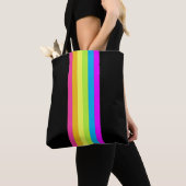 Retro Streifen Tote Tasche (Schwarz & Neon Multi) (Von Nahem)