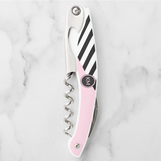 Retro-Streifen und Farbblock mit dem Monogramm Kellnermesser (Vorderseite)