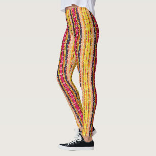 Retro-Streifen und Herzen Mehrfarbig Leggings