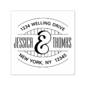 Retro Streifen und Namen Rücksendeadresse Oval Permastempel (Design)