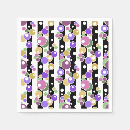 Retro-, Streifen- und Polka-Punkte Serviette (Vorderseite)