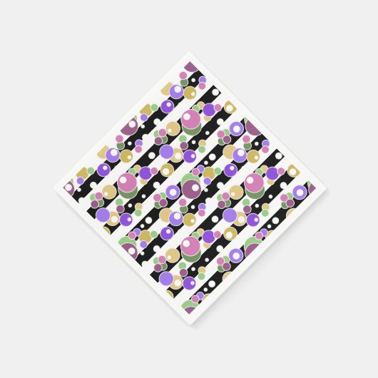 Retro-, Streifen- und Polka-Punkte Serviette (Ecke)