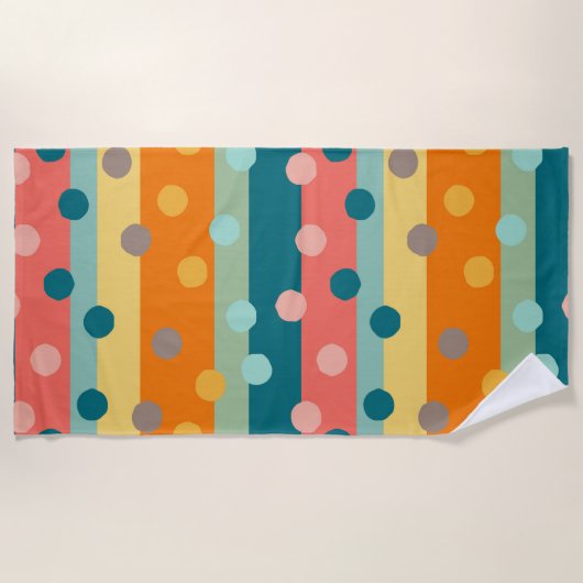 Retro-Streifen und -Punkte  Strandtuch (Vorderseite)