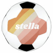 Retro Streifen - undurchsichtiger Name - Korallenr Fußball (Vorderseite)