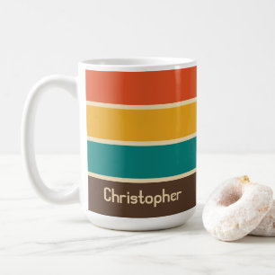 Retro-Streifen Vintage-Farben Türkis Orange Braun Kaffeetasse