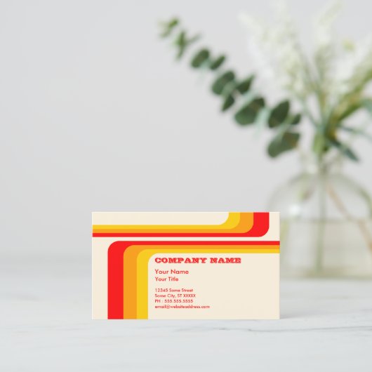 Retro Streifen Visitenkarte (Stehend Vorderseite)