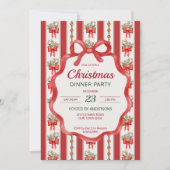 Retro-Streifen zu Weihnachten Großmilenial Dinner  Einladung (Vorderseite)
