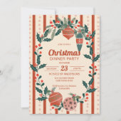 Retro-Streifen zu Weihnachten Großmilenial Dinner Einladung (Vorderseite)