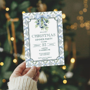Retro-Streifen zu Weihnachten Großmilenial Dinner  Einladung