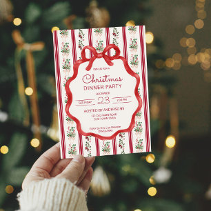 Retro-Streifen zu Weihnachten Großmilenial Dinner  Einladung