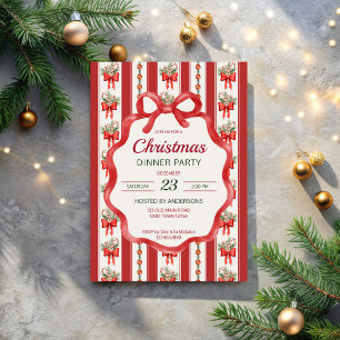 Retro-Streifen zu Weihnachten Großmilenial Dinner  Einladung