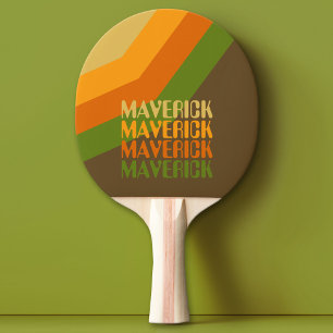 Retro-Streifenmuster Erdtöne Wiederholender Name Tischtennis Schläger
