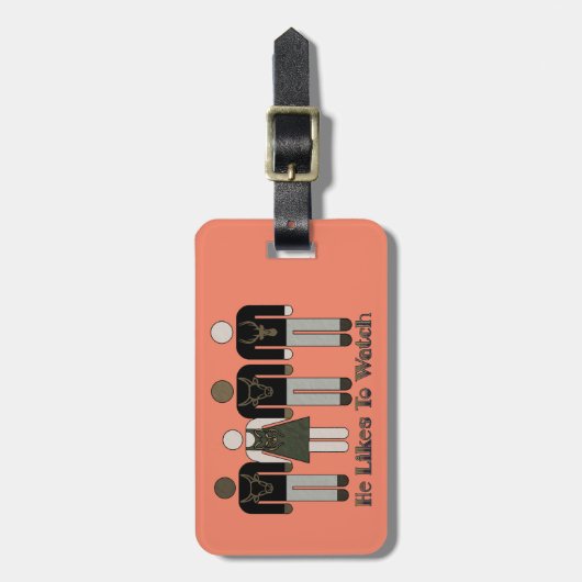 Retro-Strichmännchen, das er gerne sieht wie W Vix Gepäckanhänger (Vorderseite vertikal)