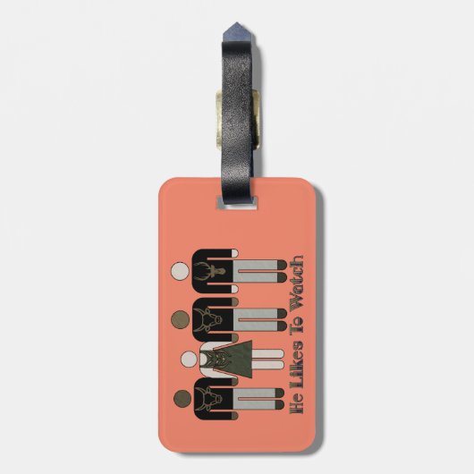 Retro-Strichmännchen, das er gerne sieht wie W Vix Gepäckanhänger (Rückseite vertikal)