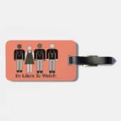 Retro-Strichmännchen, das er gerne sieht wie W Vix Gepäckanhänger (Rückseite horizontal)