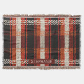 Retro Strick Patchwork - Gemütlicher Herbst Boho V Decke (Vorderseite)