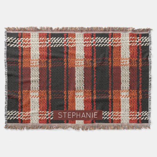 Retro Strick Patchwork - Gemütlicher Herbst Boho V Decke (Vorderseite)