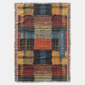 Retro Strick Patchwork - Gemütlicher Herbst Boho V Decke (Vorderseite Vertikal)