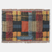 Retro Strick Patchwork - Gemütlicher Herbst Boho V Decke (Vorderseite)
