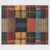 Retro Strick Patchwork - Gemütlicher Herbst Boho V Geschenkpapier (Flach)