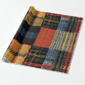 Retro Strick Patchwork - Gemütlicher Herbst Boho V Geschenkpapier (Ungerollt)