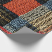 Retro Strick Patchwork - Gemütlicher Herbst Boho V Geschenkpapier (Ecke)