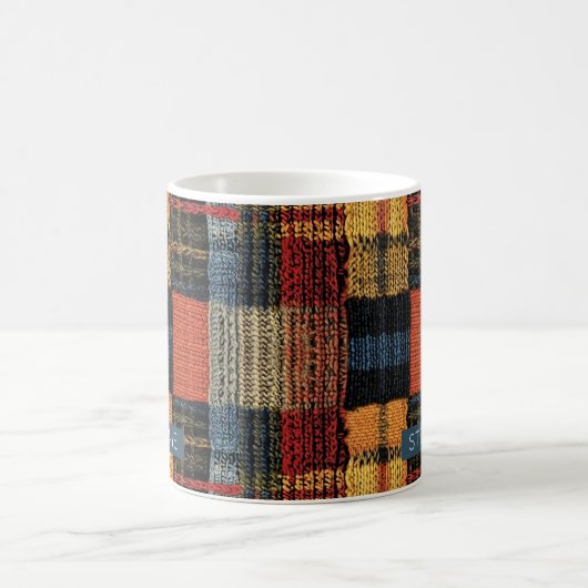 Retro Strick Patchwork - Gemütlicher Herbst Boho V Kaffeetasse (Mittel)