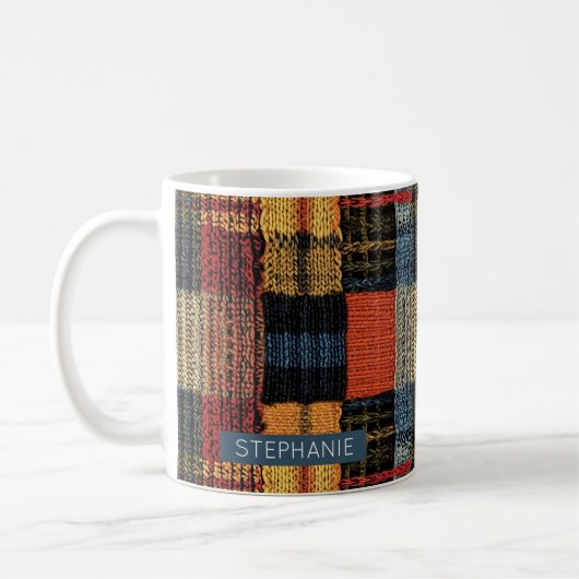Retro Strick Patchwork - Gemütlicher Herbst Boho V Kaffeetasse (Links)