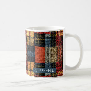Retro Strick Patchwork - Gemütlicher Herbst Boho V Kaffeetasse