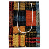 Retro Strick Patchwork - Gemütlicher Herbst Boho V Mittlere Geschenktüte (Rückseite)