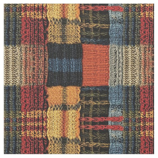 Retro Strick Patchwork - Gemütlicher Herbst Boho V Stoff (Nahaufnahme)