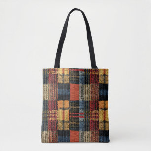 Retro Strick Patchwork - Gemütlicher Herbst Boho V Tasche