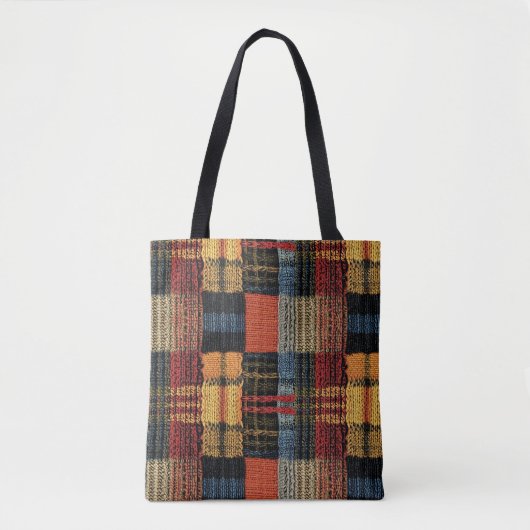 Retro Strick Patchwork - Gemütlicher Herbst Boho V Tasche (Vorderseite)