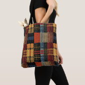 Retro Strick Patchwork - Gemütlicher Herbst Boho V Tasche (Von Nahem)