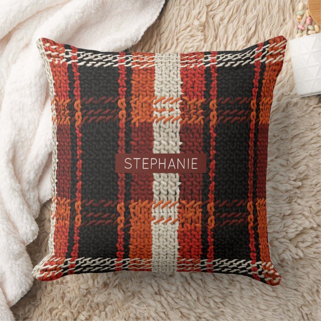 Retro Strick Patchwork - Gemütliches Boho Dekor im Kissen (Decke)