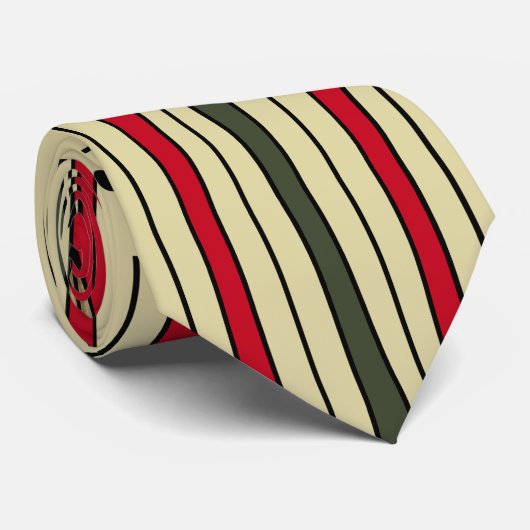 Retro String Art (Aurora Red, Ivy Green und Cream) Krawatte (Gerollt)