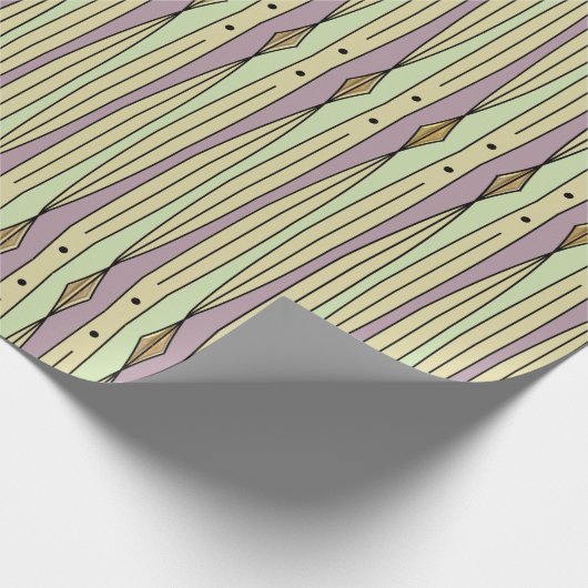 Retro String Art (Pistachio, Mauve Mist und Sand) Geschenkpapier (Ecke)