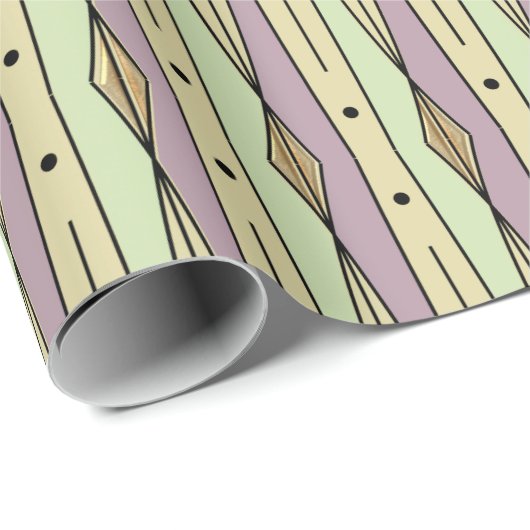 Retro String Art (Pistachio, Mauve Mist und Sand) Geschenkpapier (Rolleneckpunkt)