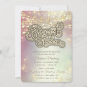 Retro String leuchtet goldenes Funkeln rot Einladung (Vorderseite)