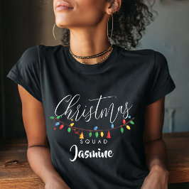 Retro String Light Christmas Squad Name T-Shirt