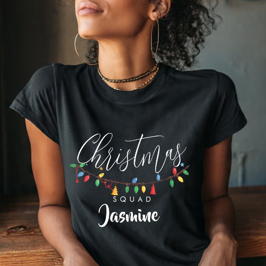 Retro String Light Christmas Squad Name  T-Shirt