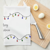 Retro String Lights Frohe Weihnachten Geschirrtuch (Viertel Falte)