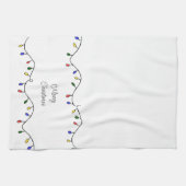 Retro String Lights Frohe Weihnachten Geschirrtuch (Horizontal)