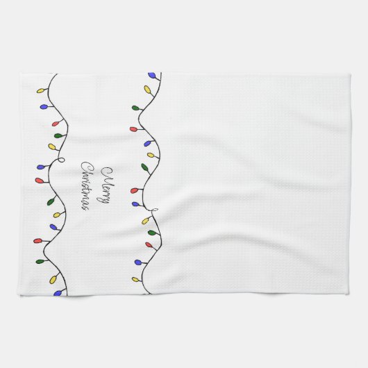 Retro String Lights Frohe Weihnachten Geschirrtuch (Horizontal)