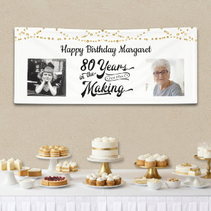 Retro String Lights zum 80. Geburtstag 2 Fotos Banner