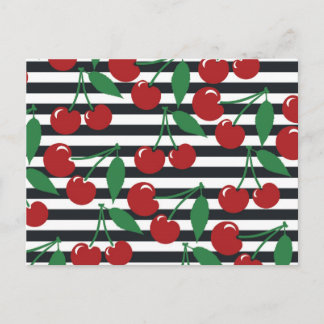 Retro Strip Cherry Muster Postkarte
