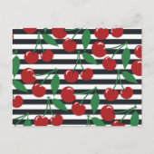 Retro Strip Cherry Muster Postkarte (Vorderseite)