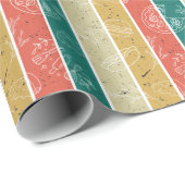 Retro Strip Fast Food Muster Geschenkpapier (Rolleneckpunkt)