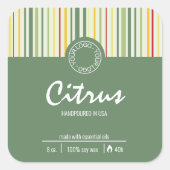 Retro Strip Lines Abstraktes Business Candle Label Quadratischer Aufkleber (Vorderseite)