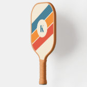 Retro Strip Modernes Monogramm Pickleball Paddel Schläger (Links)